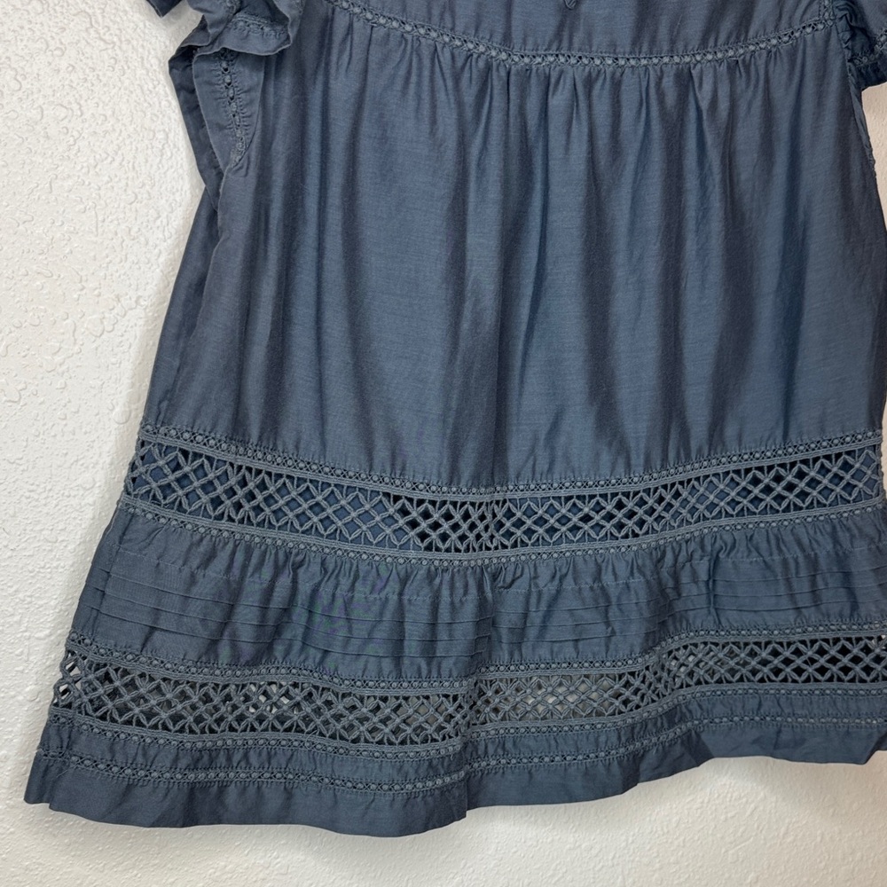 Marie Oliver Pennie‎ Charcoal Silk Cotton Crotchet Flutter Sleeve Boho - XS - Picture 13 of 16